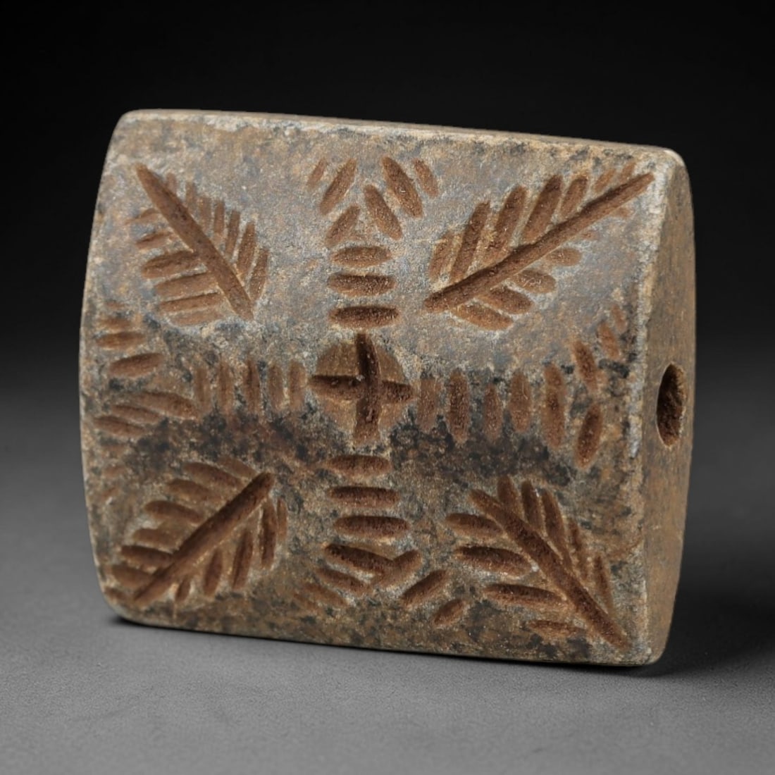 Ancient Schist Double Convex Bead - Perforated Stone Bead, 7AH (1 of 2)