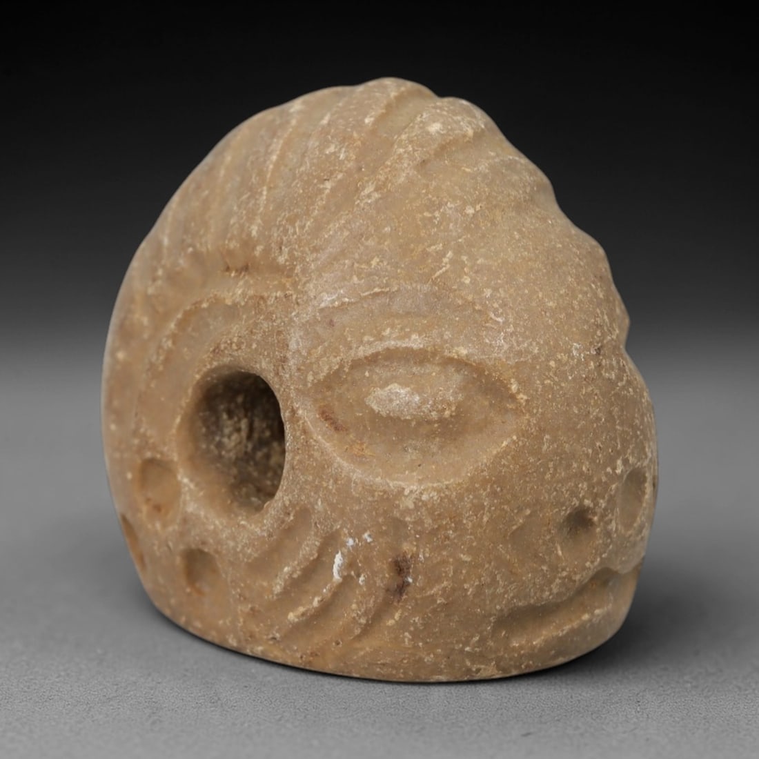 Ancient Steatite Hemispherical Stamp Seal - Humanoid Carving, 48AH (1 of 3)