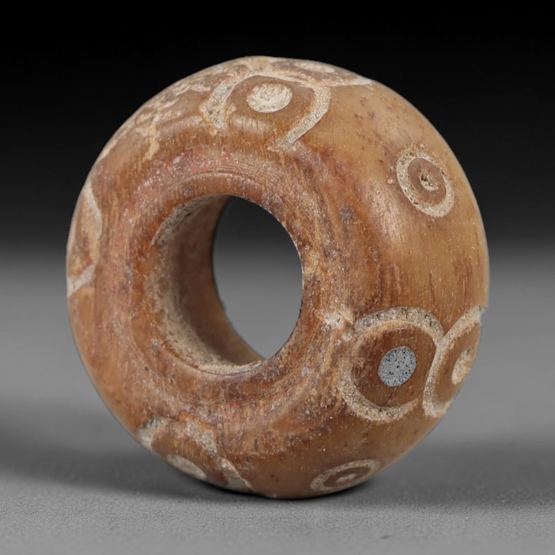 Ancient Near Eastern Bone Spindle Whorl - Dot-in-Circle Motif, 82AH (1 of 2)