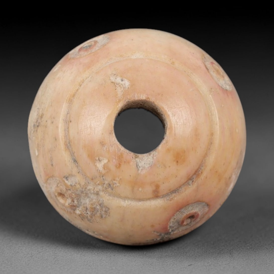 Ancient Bone Spindle Whorl - Near Eastern Concentric Dots, 75XR (1 of 2)
