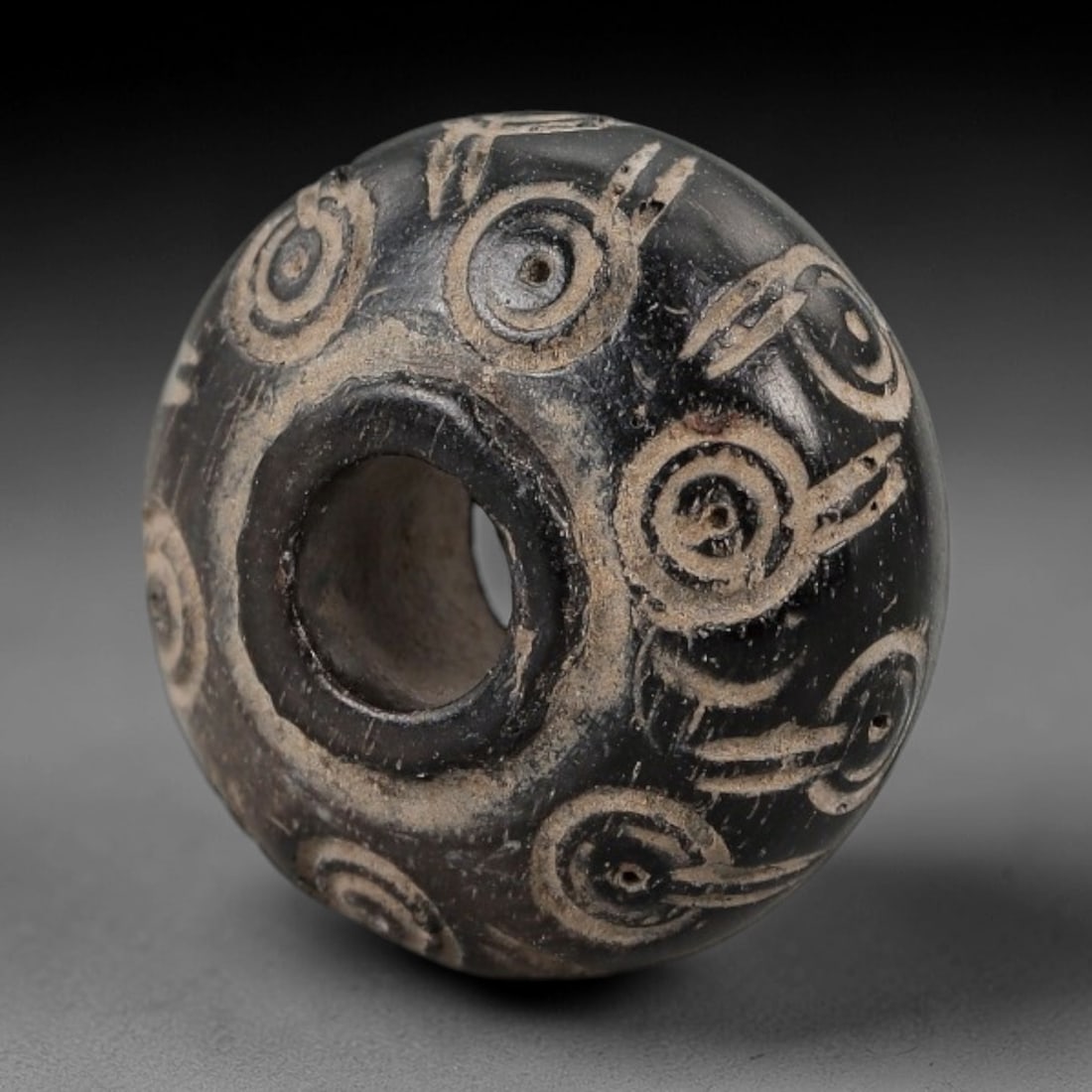 Ancient Bone Spindle Whorl - Near Eastern Curvilinear Motif, 78AH (1 of 2)