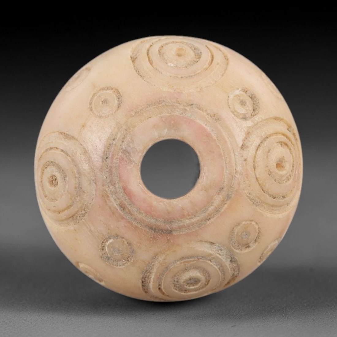 Ancient Bone Spindle Whorl - Near Eastern Concentric Dots, 73XR (1 of 2)