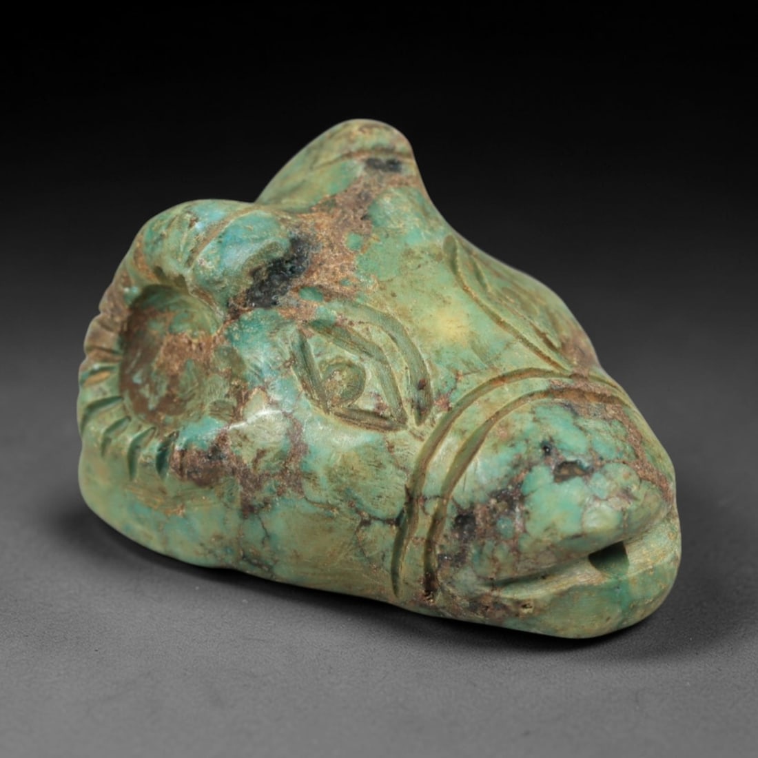 Ancient Turquoise Amulet - Near Eastern Ram Head, 76AK (1 of 2)