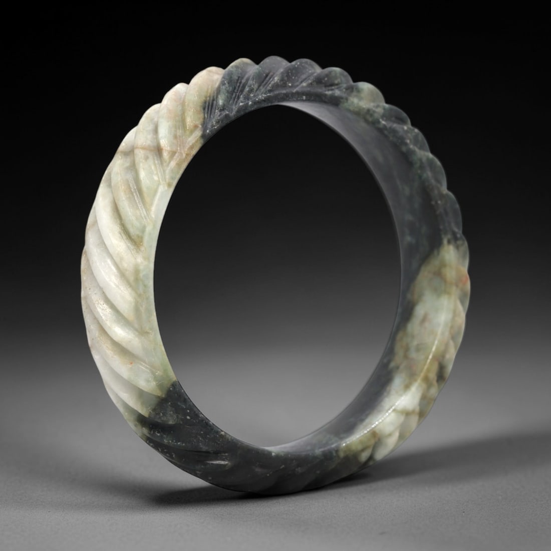 A Chinese Jadeite Jade Bangle Bracelet, 20th Century, 40FS (1 of 2)