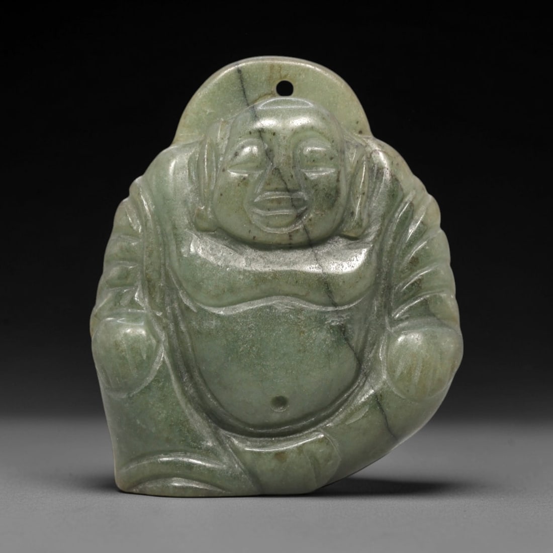 A Chinese Jadeite Jade Budai Pendant, 20th Century, 96FR (1 of 2)