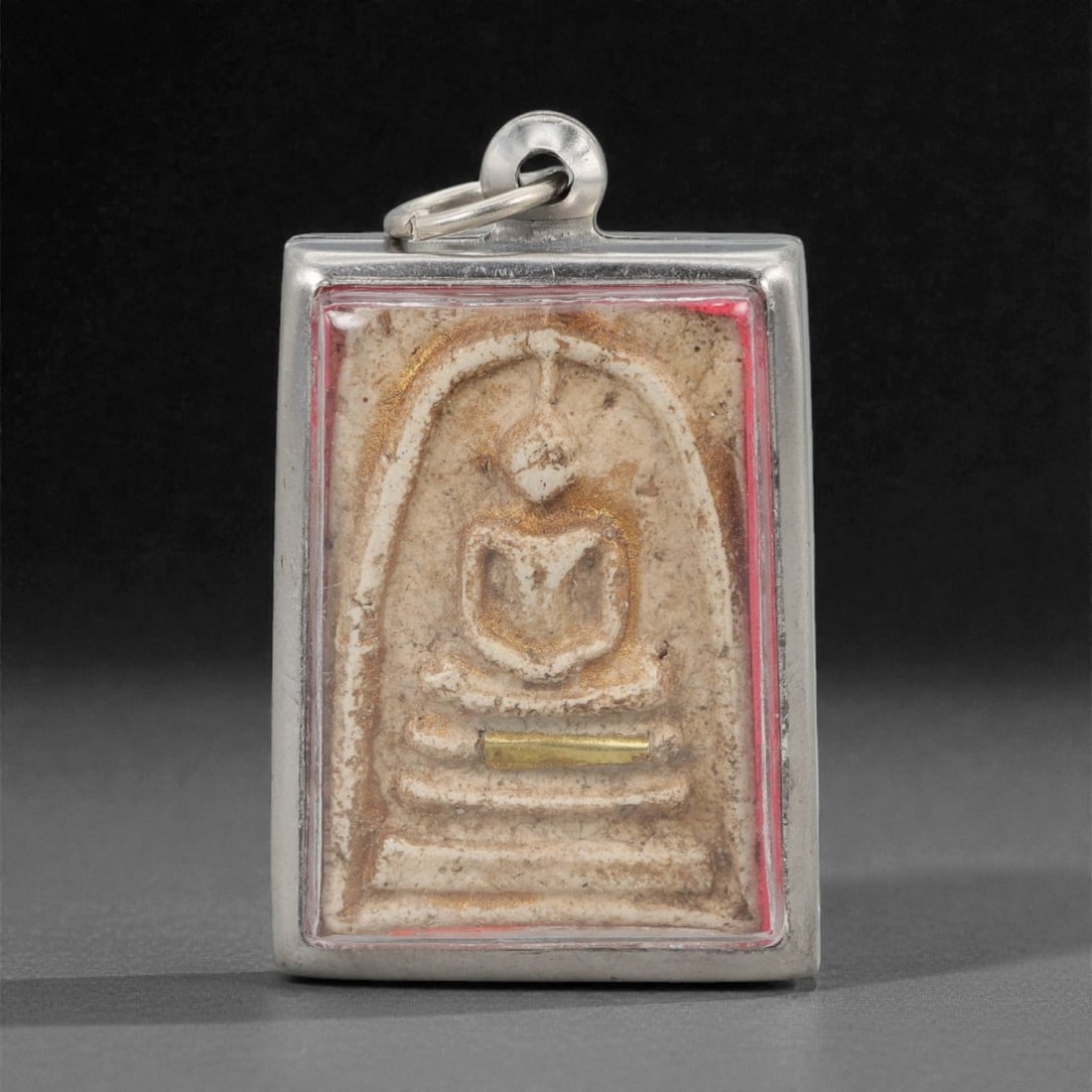 A Thai Buddha Amulet with Metal Frame, 20th Century, 38ZH (1 of 2)