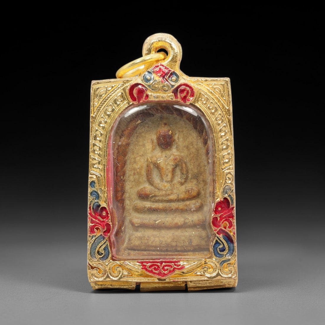 A Thai Terracotta Buddha Amulet in Metal Case, 20th Century, 75ZH (1 of 2)