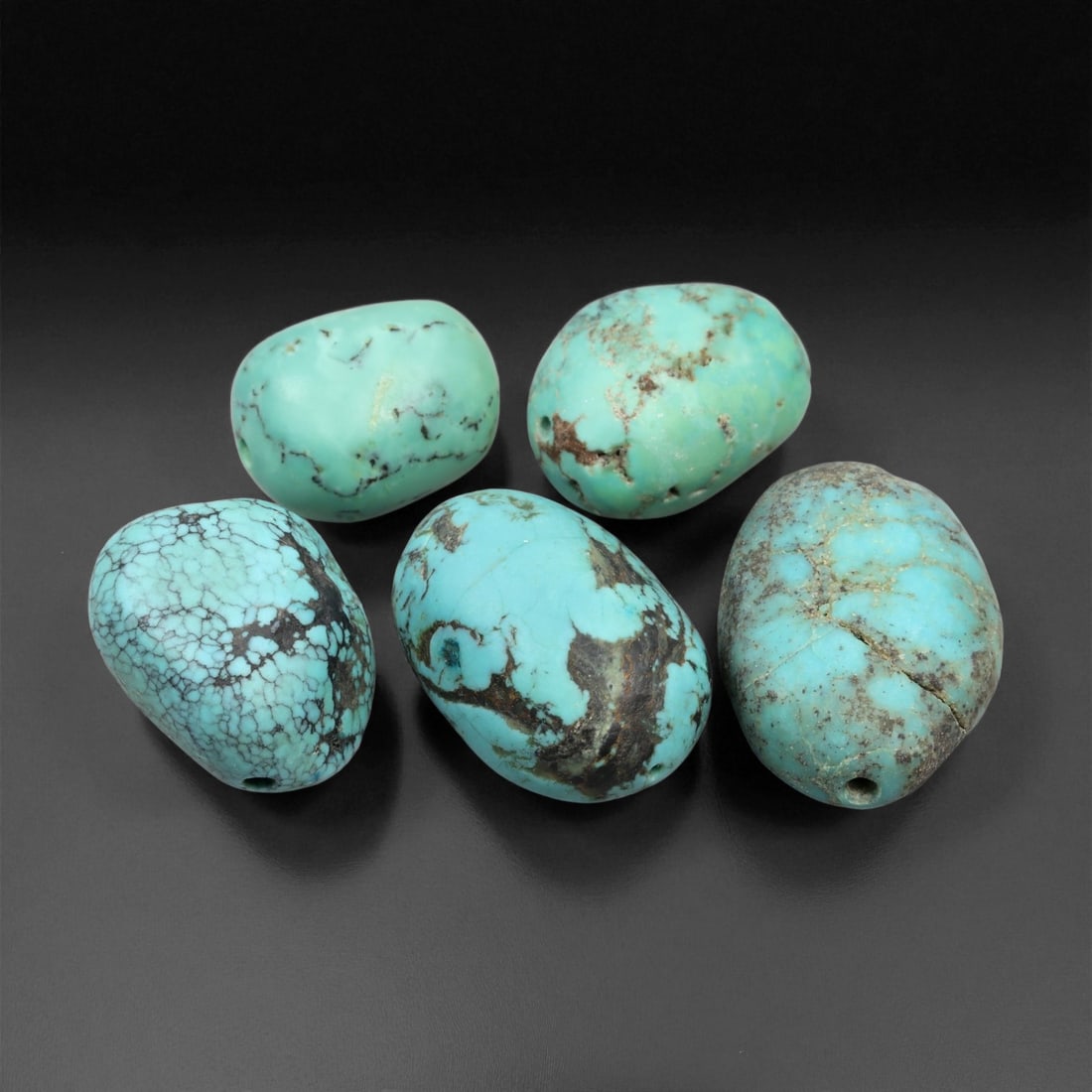 A Group of Five Tibetan Turquoise Beads, 20th Century, 18EX (1 of 1)