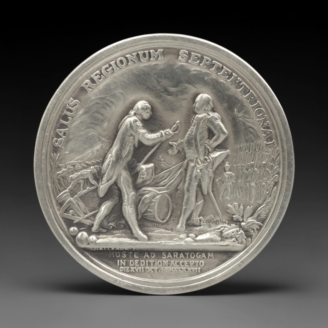 UNITED STATES: Revolutionary Turning Point - Horatio Gates Medal, 1777, 38mm, 41ZJ: This medal, struck to honor Major General Horatio Gates, commemorates the decisive American victory at the Battle of Saratoga on October 17, 1777-a turning point in the Revolutionary War that convince