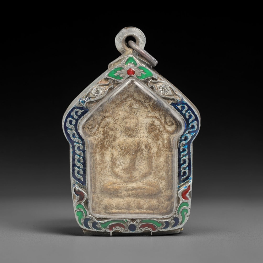 A Thai Terracotta Buddha Amulet in Metal Case, 20th Century, 73ZH (1 of 2)