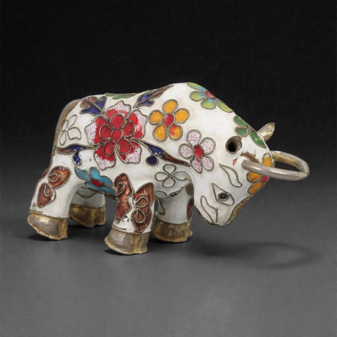 A Chinese Cloisonne Enamel Bovine Effigy, 20th Century, 95FG (1 of 3)