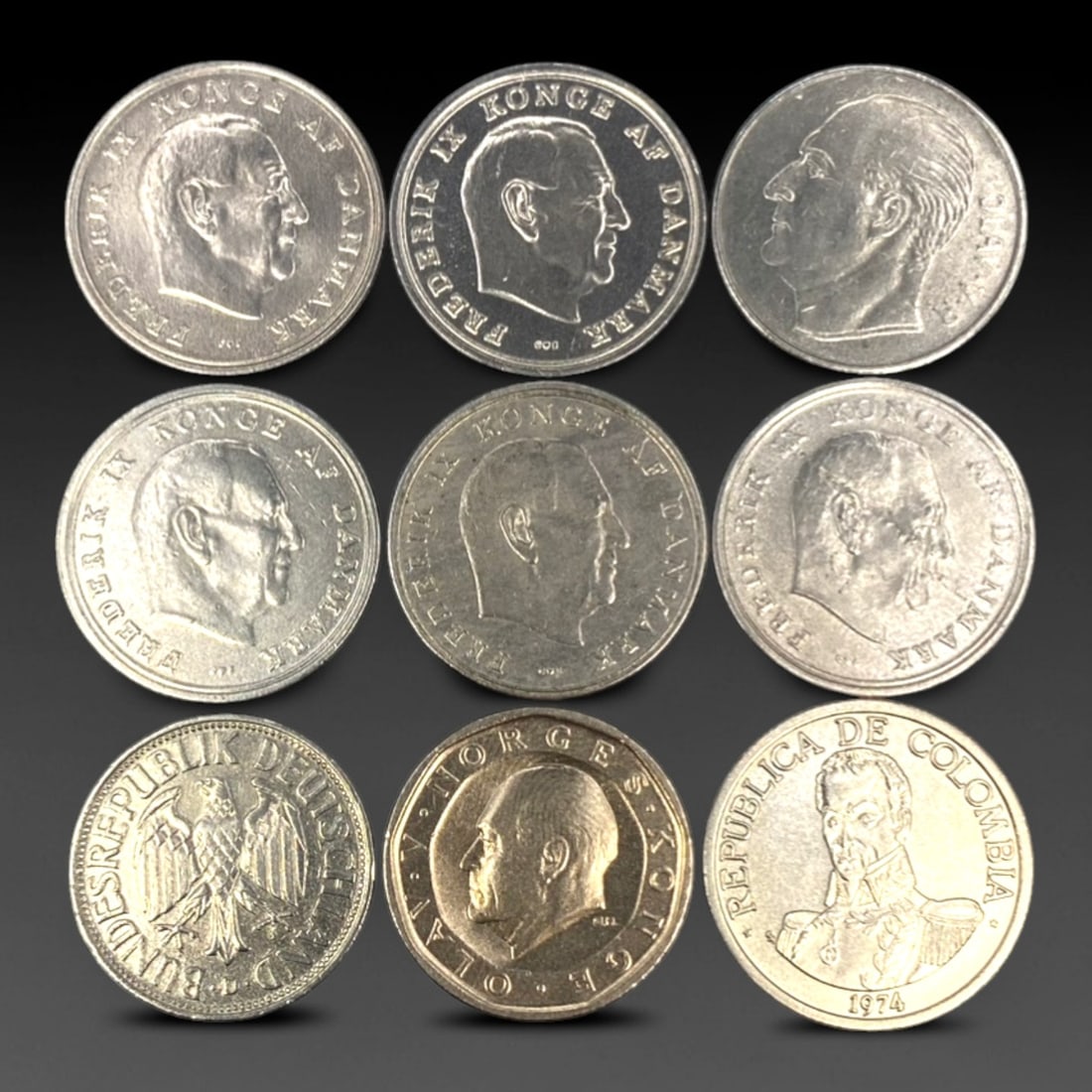 GLOBAL: Nordic & Post-War Stability - 9-Piece Coins Set, 1963-1985, 23-25mm, 28ZJ (1 of 2)