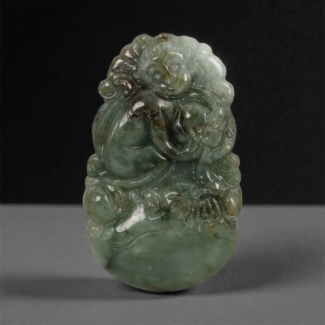 A Chinese Jadeite Jade Monkey Amulet Pendant, 20th Century, 47YB (1 of 2)