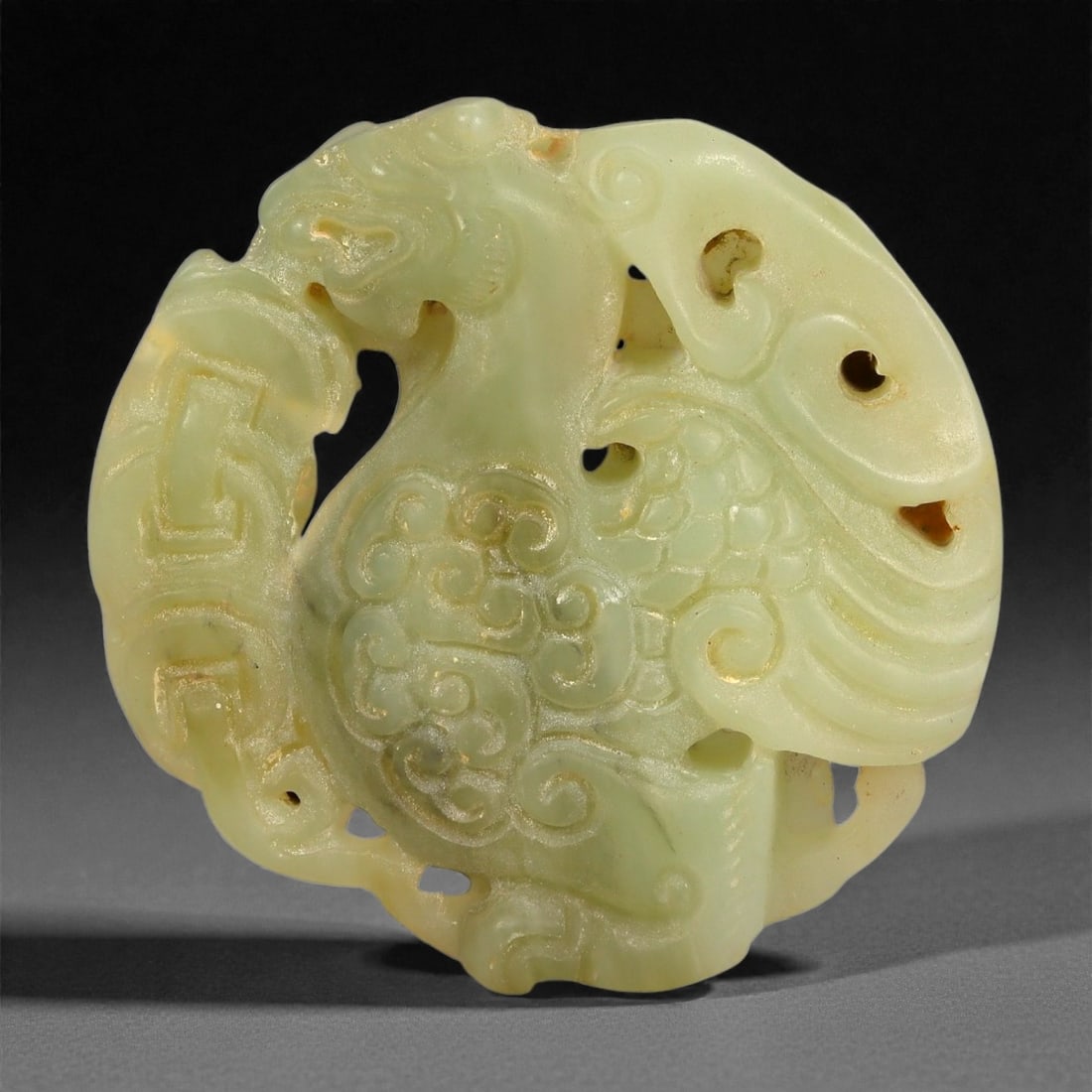 Chinese Jade Pendant - Openwork Mythical Animal Carving 4.7cm, 97ZD (1 of 2)