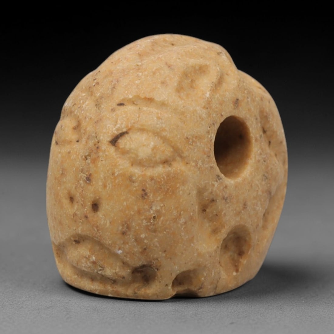 Ancient Limestone Humanoid Stamp Seal - Near Eastern Hemispherical Seal, 23ZQ (1 of 2)