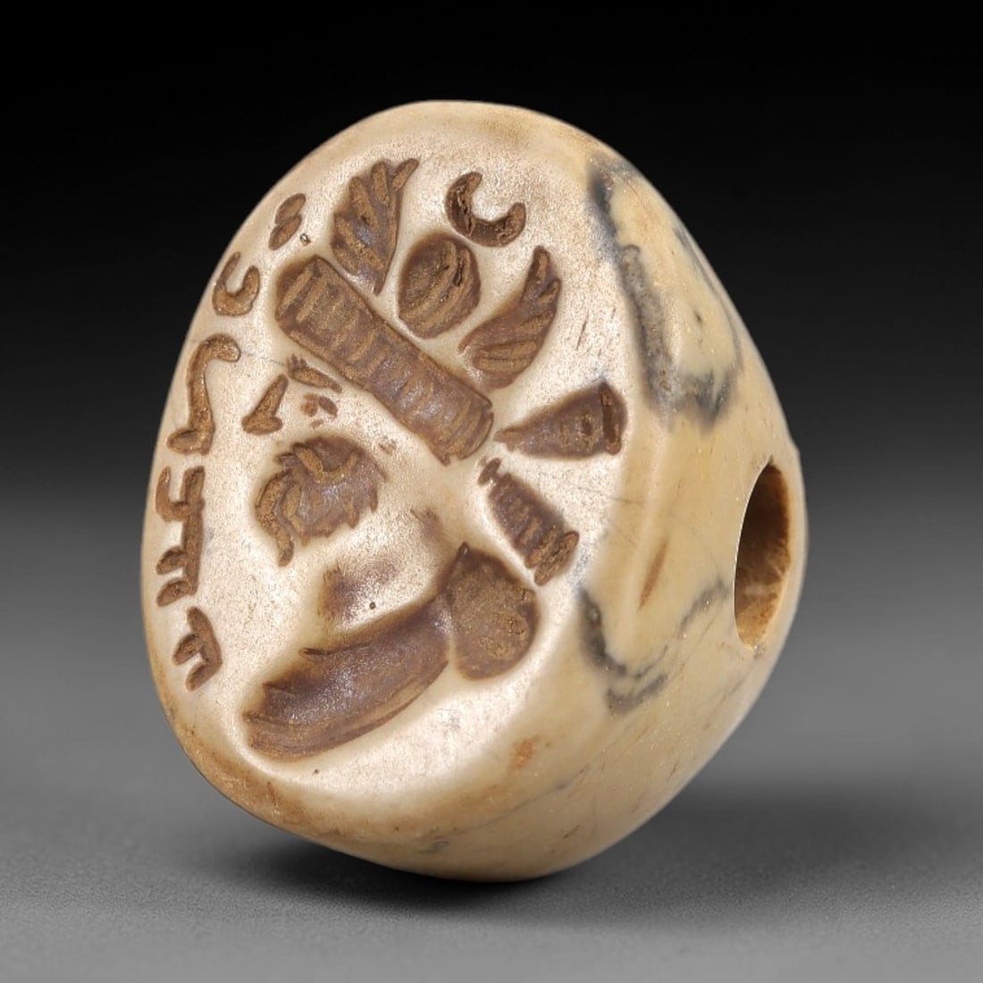 Ancient Stone Sasanian Stamp Seal - Near Eastern Motif, 73AL (1 of 2)