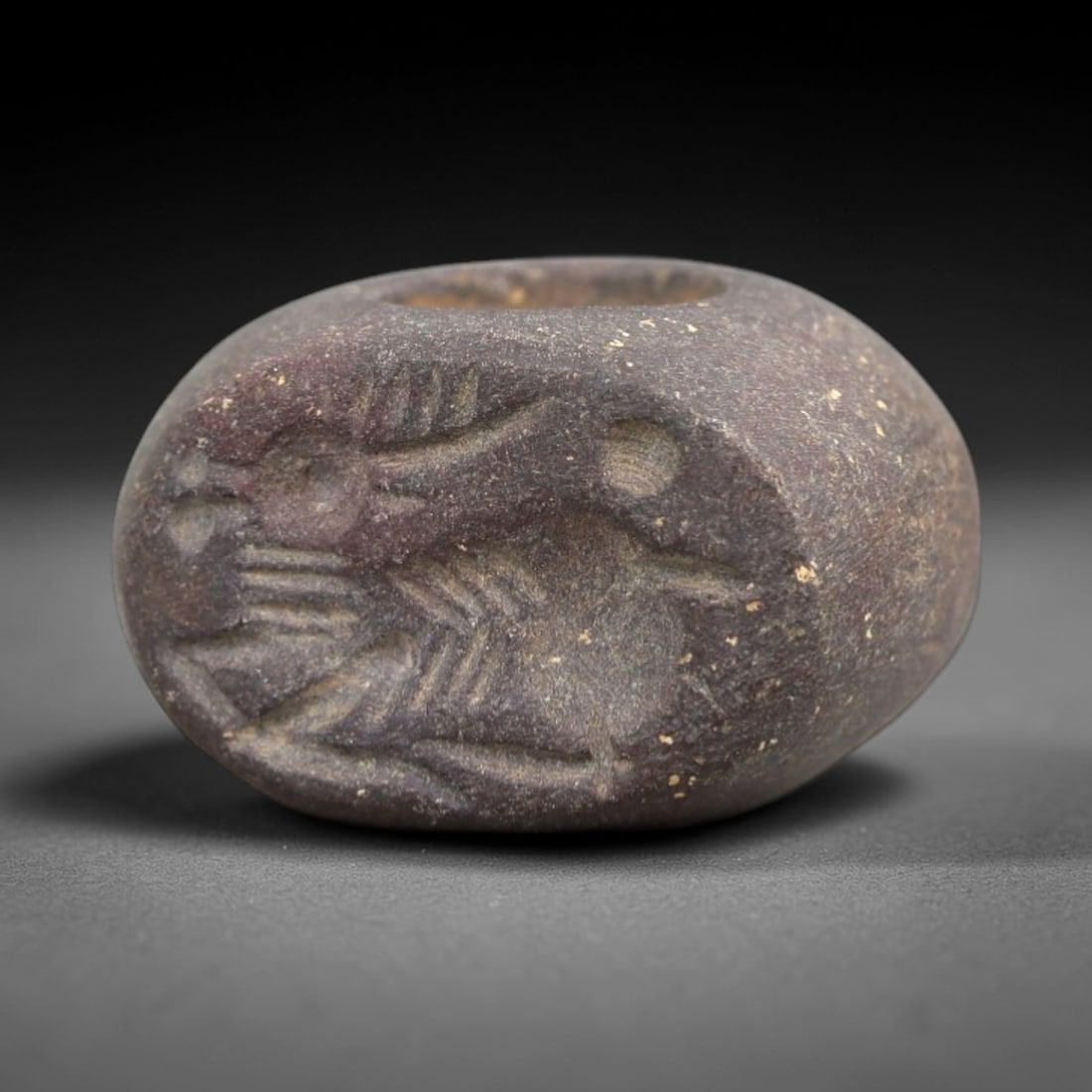 Ancient Stone Hemispherical Stamp Seal - Near Eastern Animal Figure, 3AN (1 of 2)