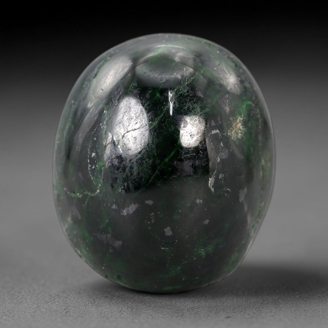 38 Carats Dark Matrix and Green Vein Maw Sit Sit Jade Cabochon - Natural Burmese Stone, 29AB (1 of 1)