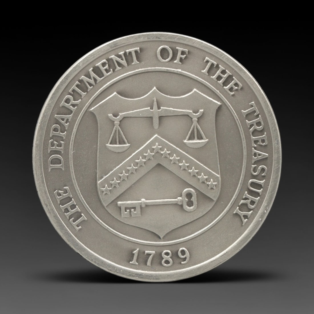UNITED STATES: Federal Governance - Department of the Treasury Medal, 1789, 38mm, 43ZJ: This medal, struck in 1789, commemorates the establishment of the United States Department of the Treasury, a cornerstone of the new federal government's financial framework. Both sides feature the Tr
