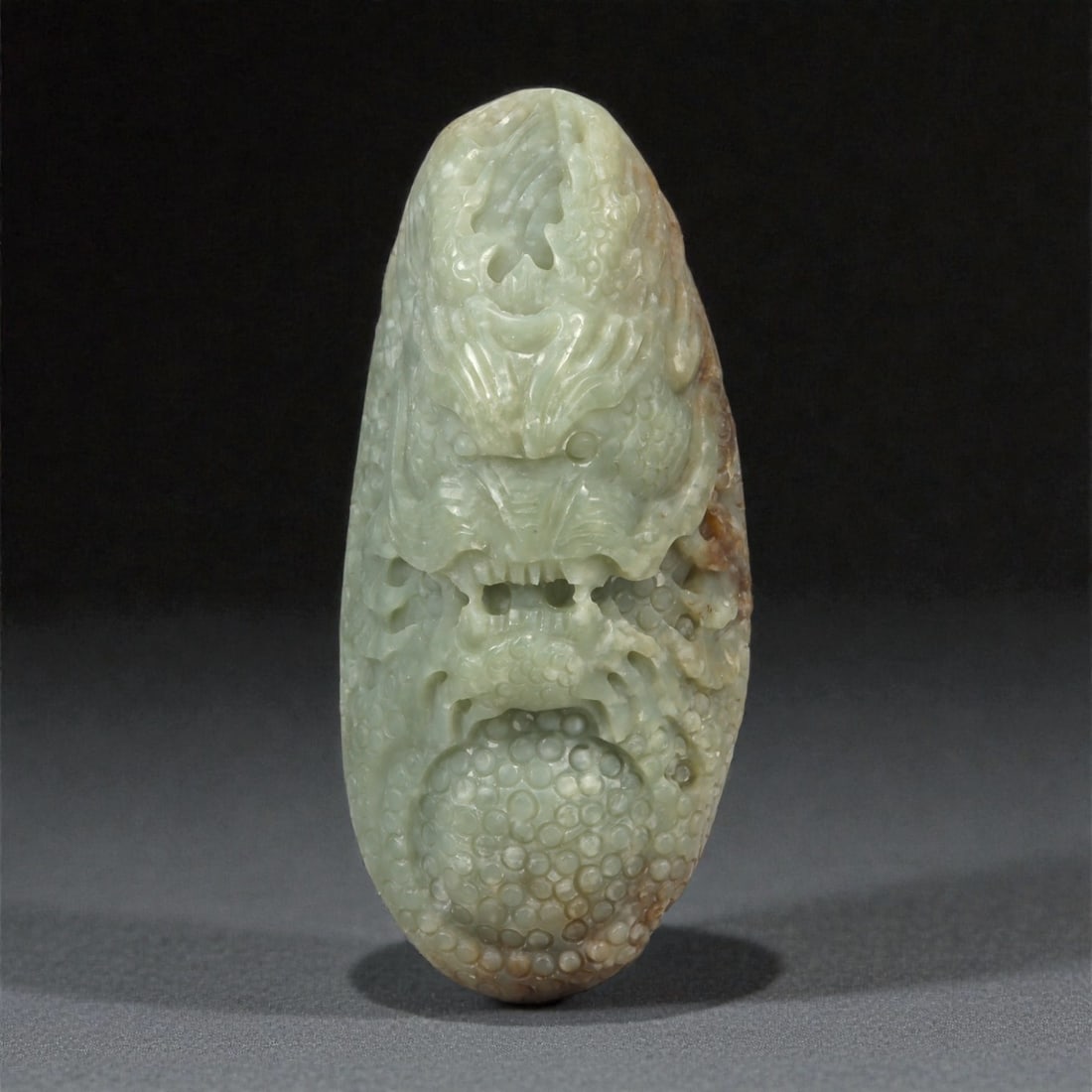 A Chinese Jade Taotie Mask Pendant, 20th Century, 90YA (1 of 2)