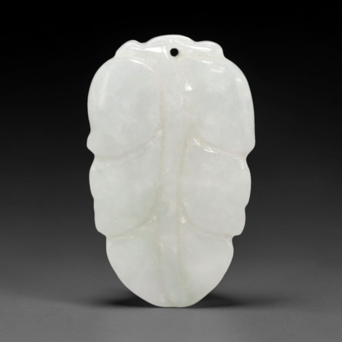 A Chinese Jadeite Jade Leaf-Form Pendant, 20th Century, 55FR (1 of 2)