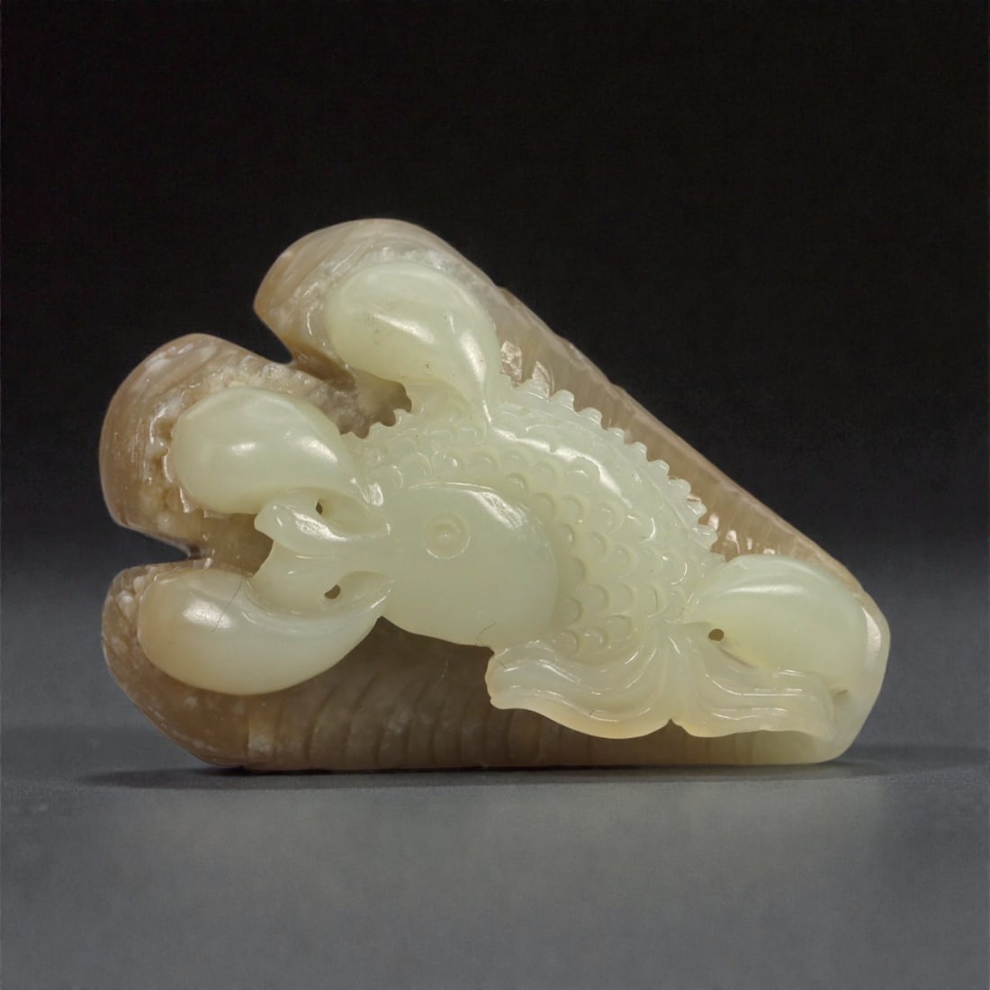 A Chinese Jade Claw with Fish Carving, 20th Century, 1FB (1 of 2)
