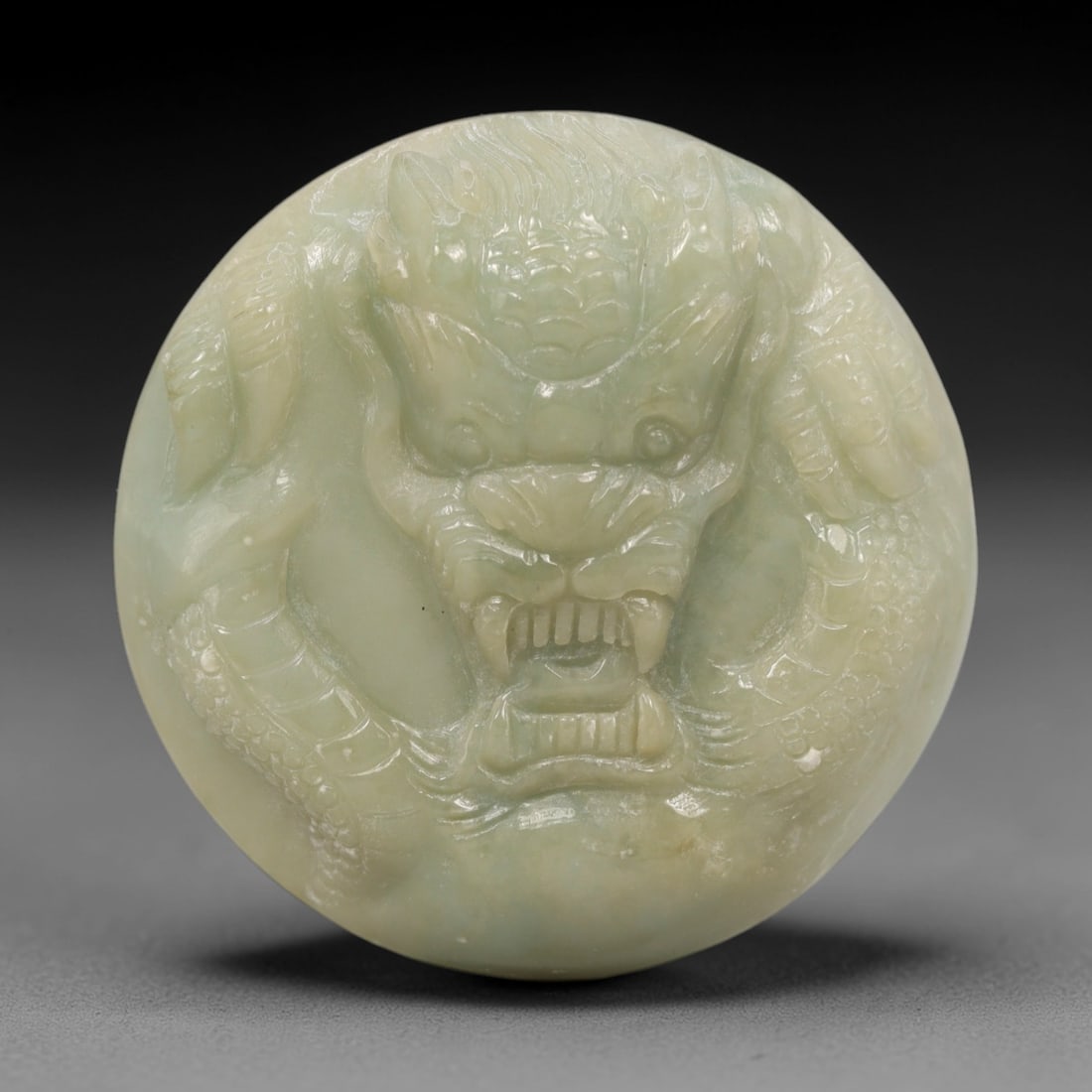 A Chinese Jadeite Jade Dragon Amulet Pendant, 20th Century, 16ZL (1 of 2)
