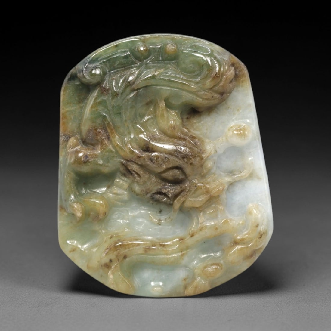A Chinese Jadeite Jade Dragon Pendant, 20th Century, 47FS (1 of 2)