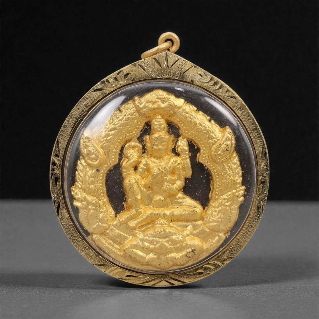 A Thai Gilt Metal Amulet in Gilt Frame, 20th Century, 55FN (1 of 2)