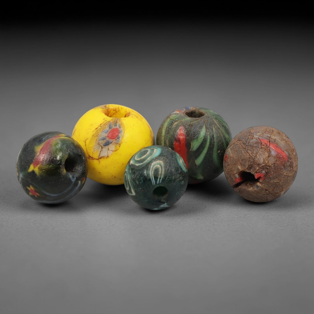 A Group of Venetian Mosaic and Swirl Glass Beads, 19th-20th Century, 90ZM (1 of 1)