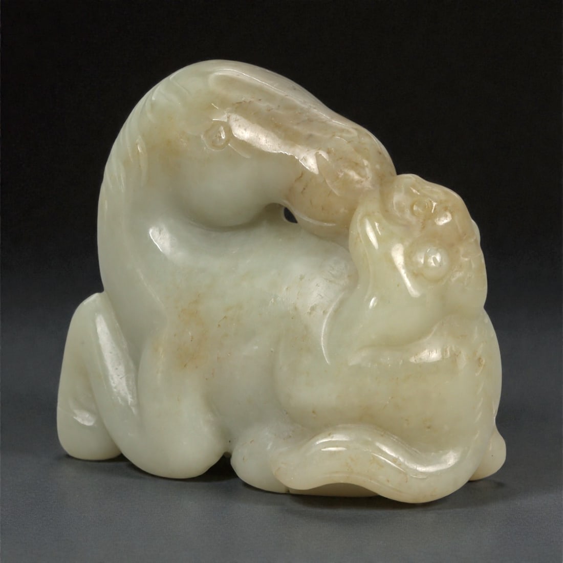A Chinese Jade Recumbent Ram Figure, 20th Century, 17YA (1 of 3)