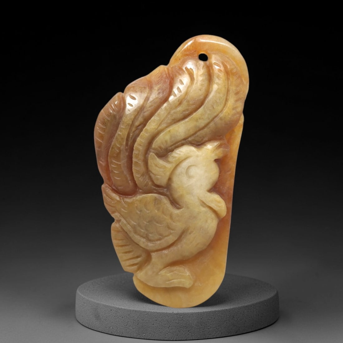 A Chinese Jadeite Jade Phoenix-Form Pendant Plaque, 20th Century, 16FR (1 of 2)