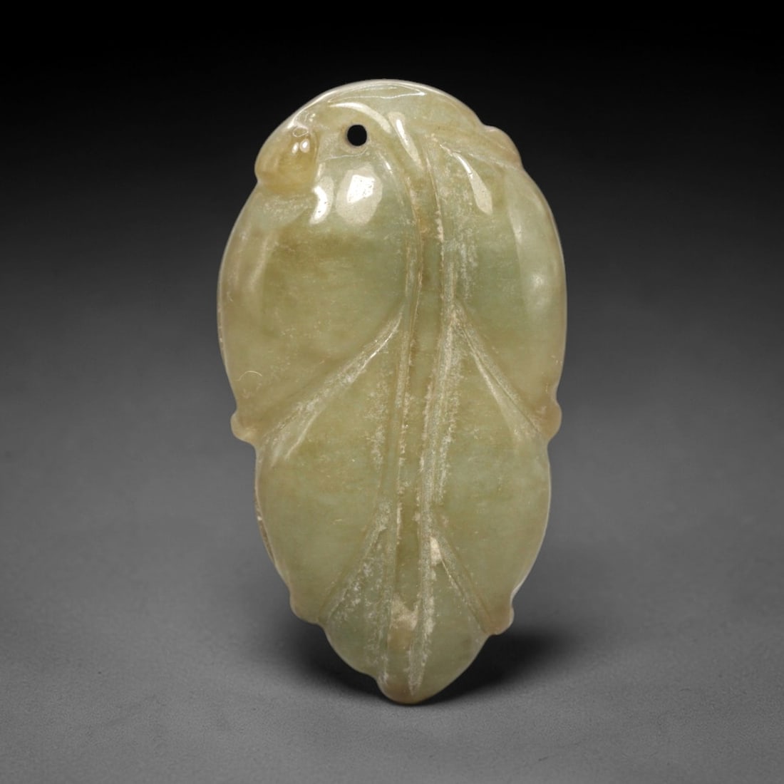A Chinese Jadeite Jade Leaf-Form Pendant, 20th Century, 82FR (1 of 2)
