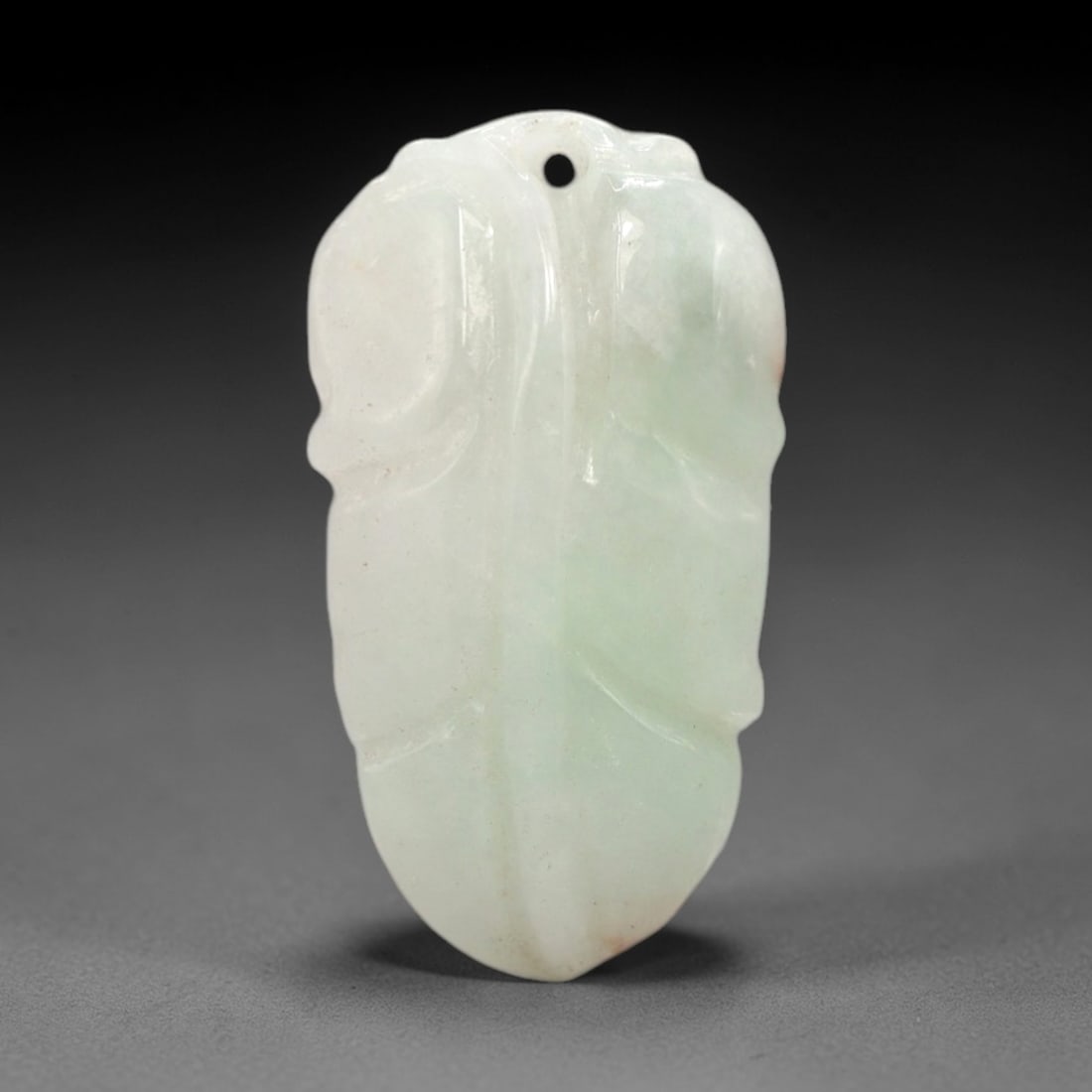 A Chinese Jadeite Jade Leaf-Form Pendant, 20th Century, 76FR (1 of 2)