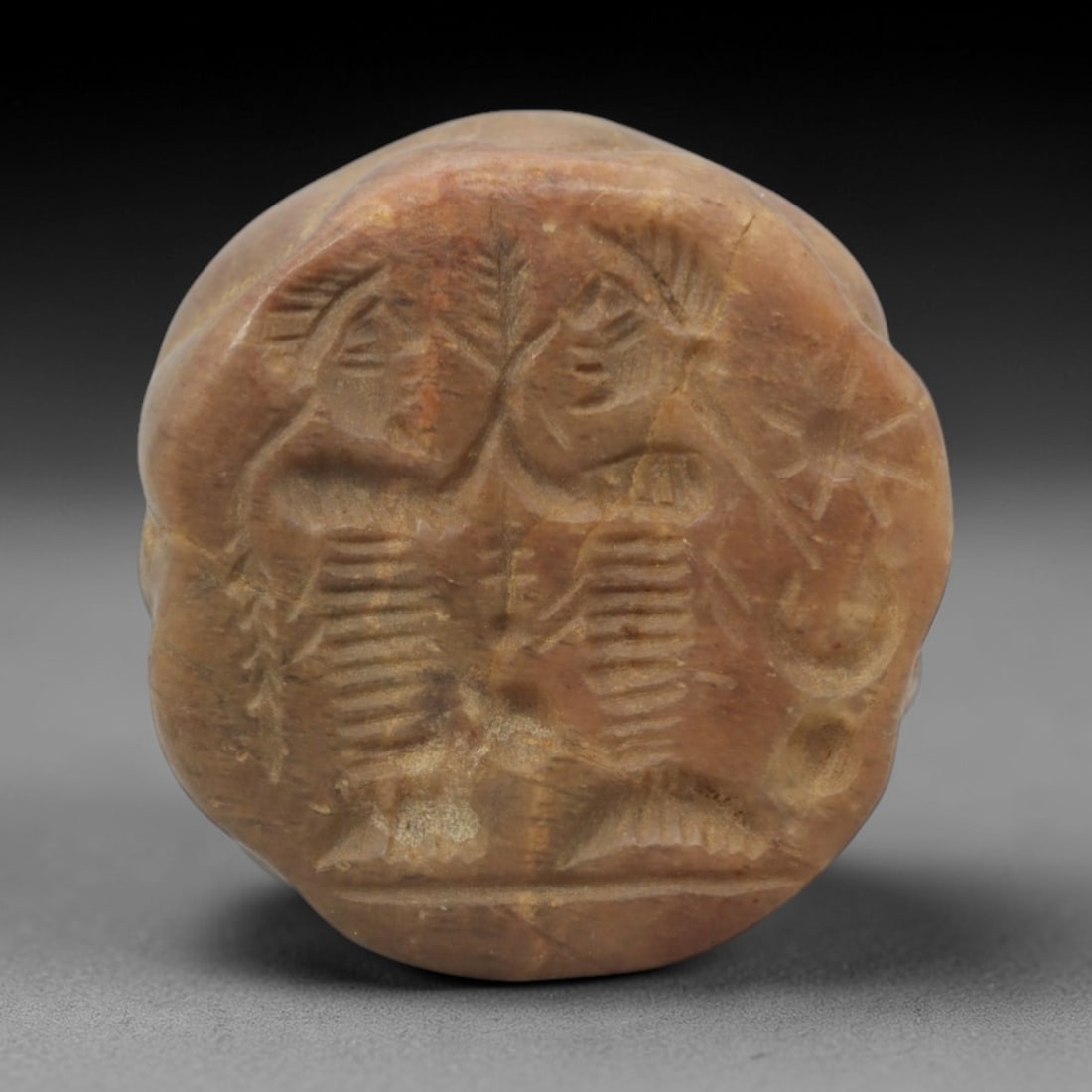 Ancient Steatite Hemispherical Stamp Seal - Sasanian Carved Amulet, 54ZQ (1 of 2)