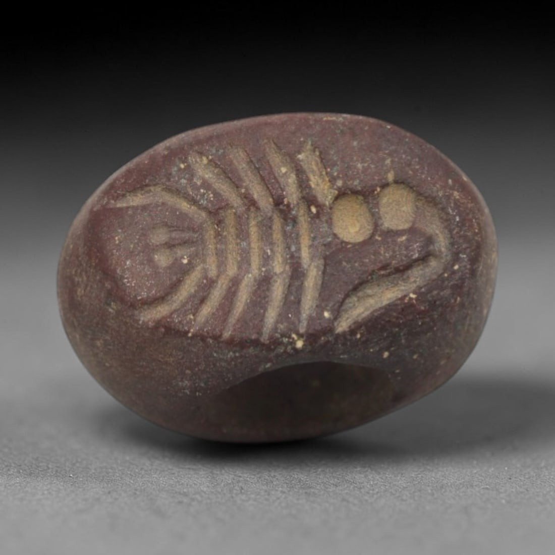Ancient Stone Hemispherical Stamp Seal - Near Eastern Scorpion Figure, 7ZT (1 of 2)