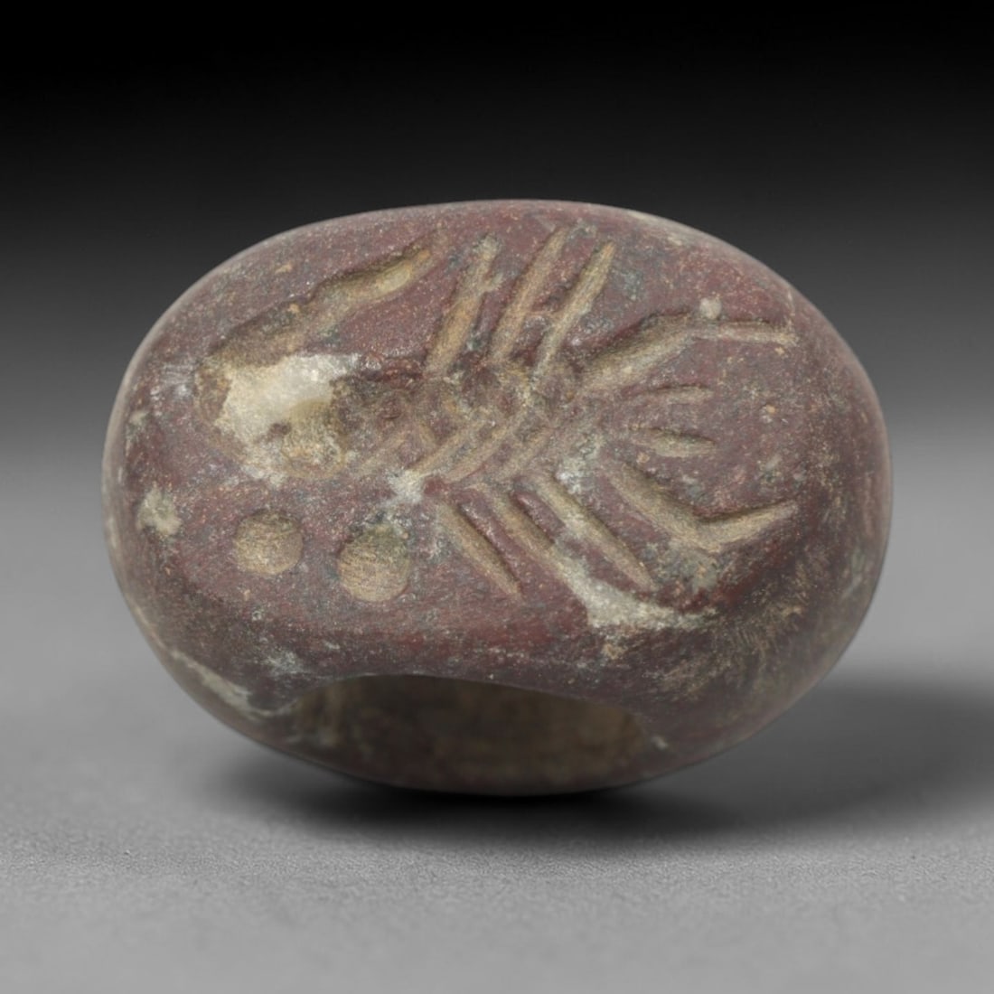 Ancient Stone Hemispherical Stamp Seal - Near Eastern Scorpion Figure, 91ZS (1 of 2)