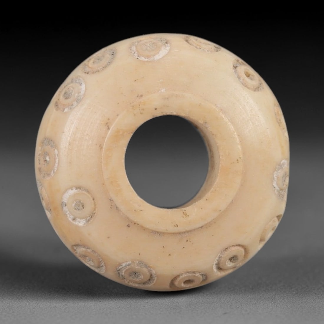 Ancient Bone Spindle Whorl - Near Eastern Dot-in-Circle Motif, 71XR (1 of 2)