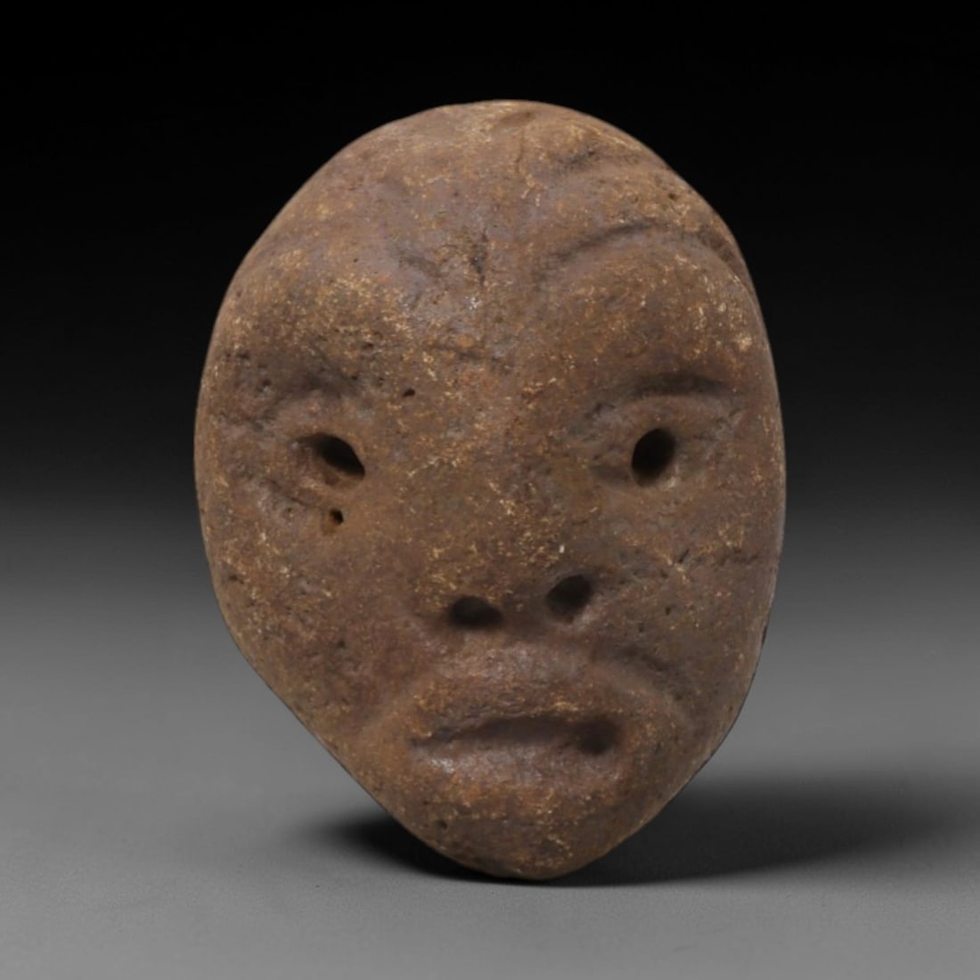 Ancient Stone Anthropomorphic Mask - Tribal Ritual Amulet, 73FW (1 of 2)
