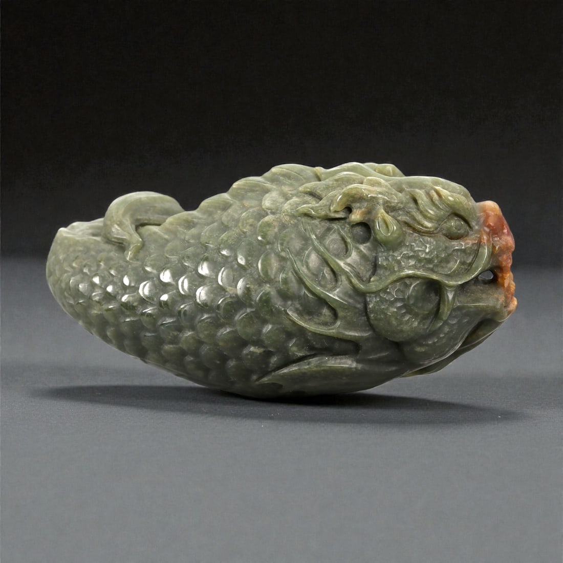 A Chinese Jade Carp-Dragon Carving, 20th Century, 22FB - 2