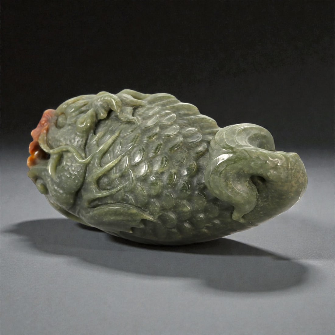 A Chinese Jade Carp-Dragon Carving, 20th Century, 22FB - 3