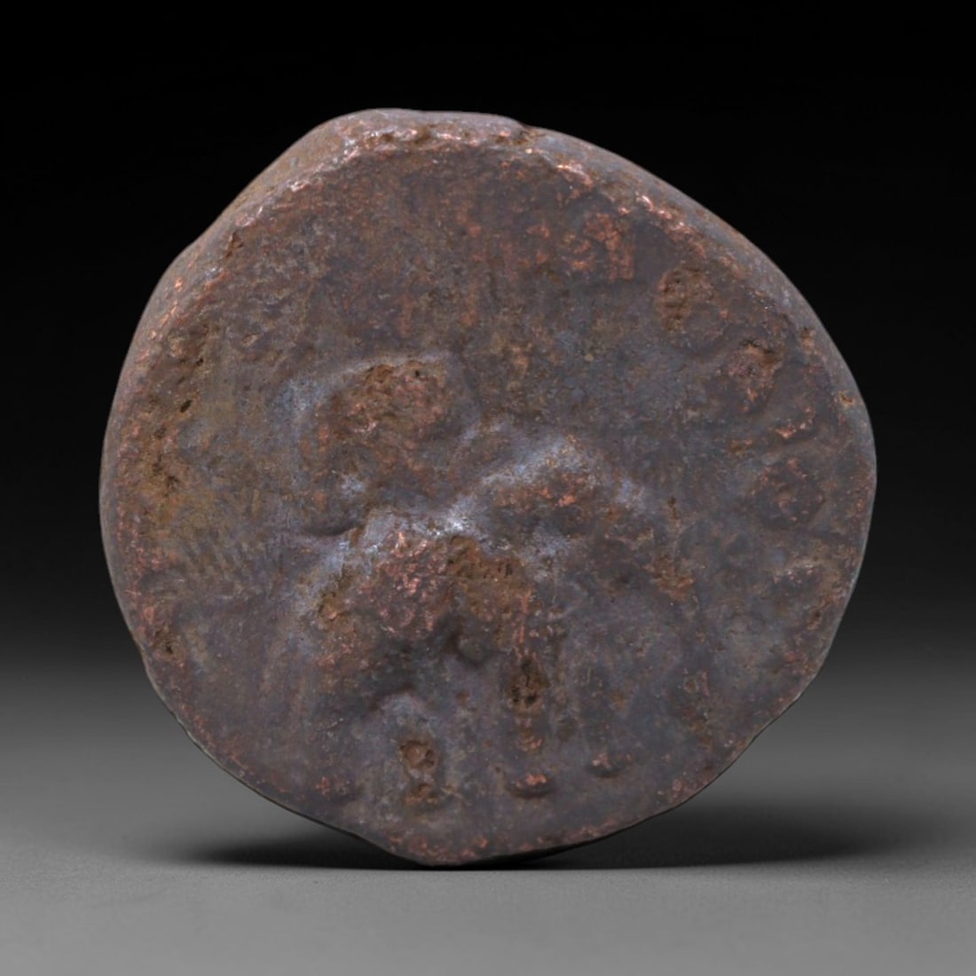 KUSHAN EMPIRE: Elephant Rider - Imperial Conquest Bronze Coin, 2nd-3rd Century, 24mm, 9.56g, 13XS: This substantial bronze coin from the Kushan Empire captures the martial grandeur of Central Asian imperial power in South Asia. The obverse depicts a mounted ruler atop an elephant, a motif that symb