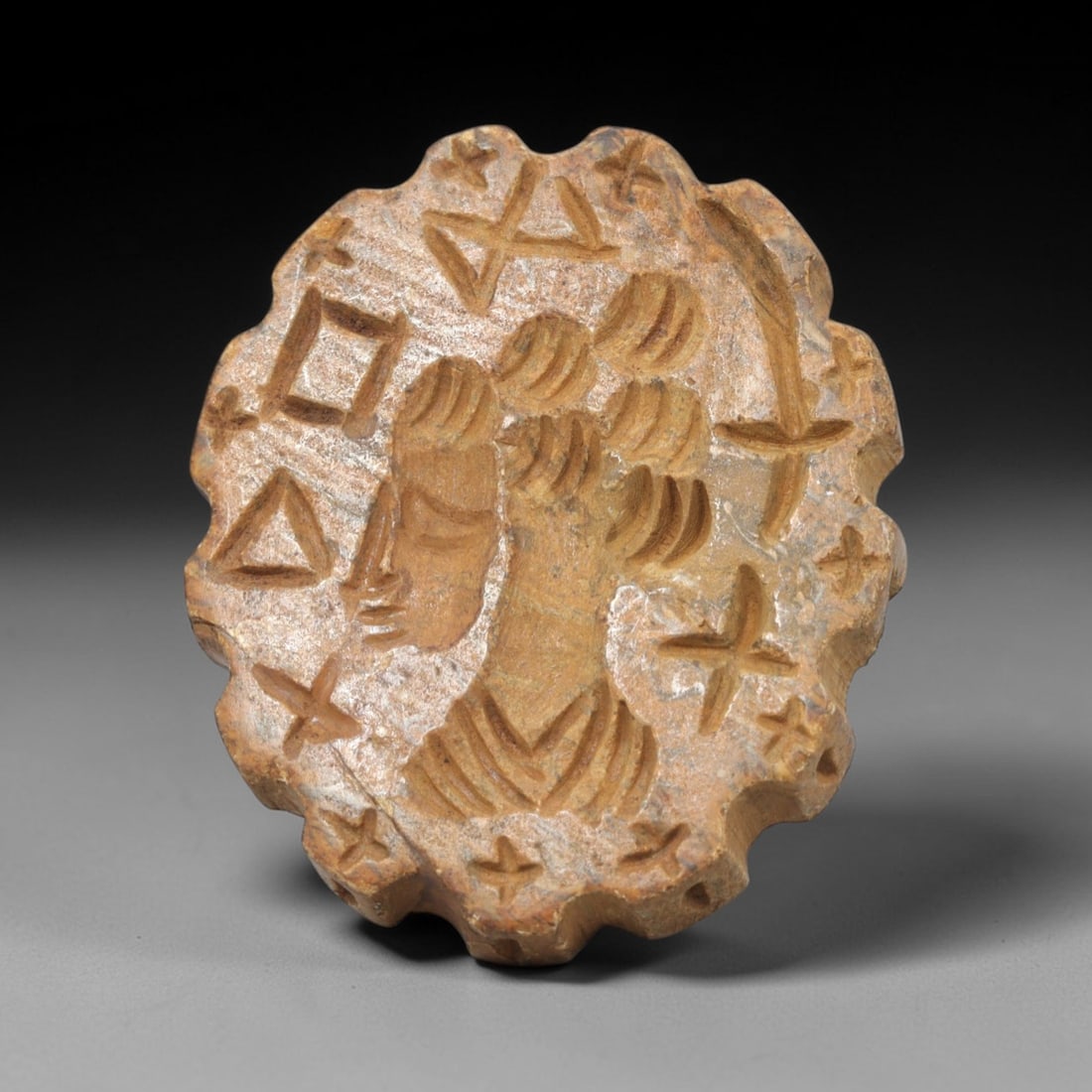 Ancient Stone Stamp Seal - Near Eastern Anthropomorphic Amulet, 100ZV (1 of 2)