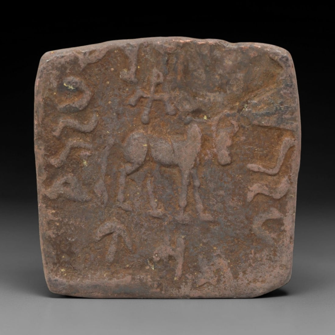 INDO-SCYTHIAN KINGDOM: Azilises - Royal Cavalry Pentachalkon Copper Coin, 57-35 BC, 27mm, 8XS: Minted during the reign of Azilises (57 BC-35 BC) in the Indo-Scythian Kingdom, this copper Pentachalkon stands as a vivid artifact of cultural fusion and imperial authority in northwestern ancient In