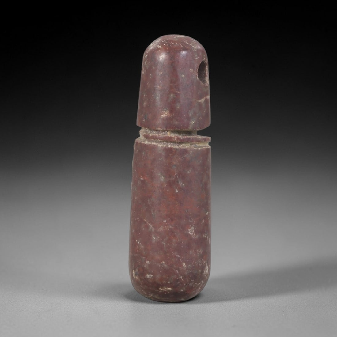 Ancient Red Stone Wadj Amulet - Egyptian Ritual Pendant, 60AP (1 of 2)