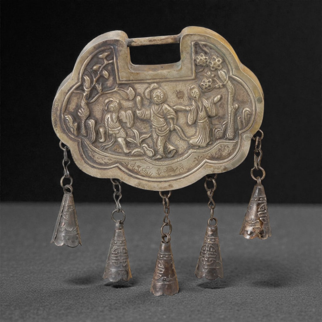 A Chinese Silvered Metal Pendant, 20th Century, 89FG (1 of 2)