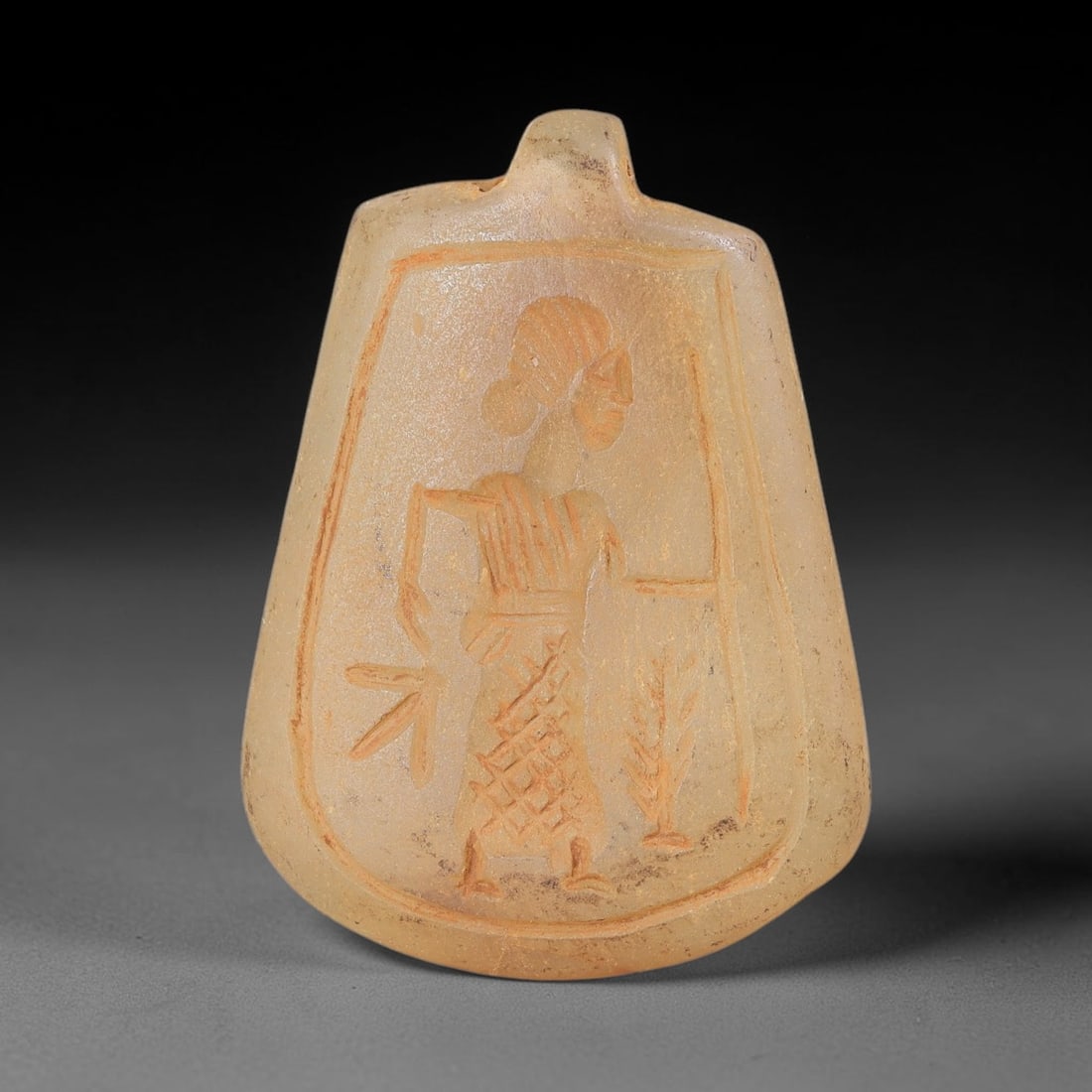 Ancient Stone Warrior Amulet - Near Eastern Carved Pendant, 12BA (1 of 2)