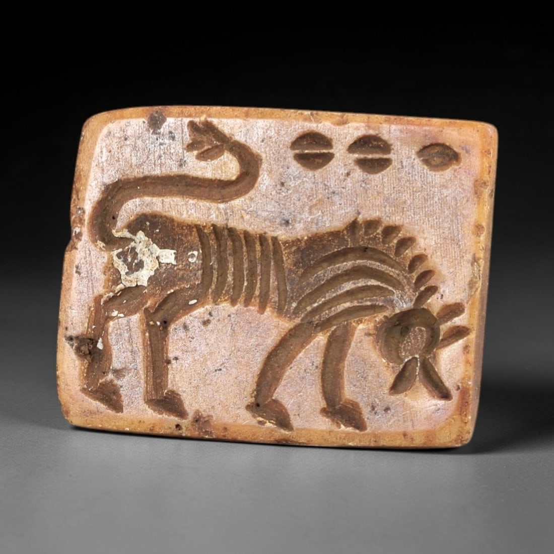 Ancient Steatite Stamp Seal - Near Eastern Lion Figurine, 49AS (1 of 2)