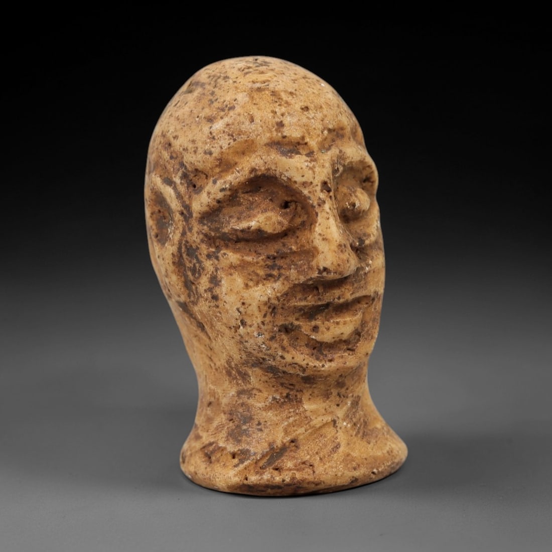 Ancient Limestone Bust - Bactrian Idol Head, 54AH (1 of 3)