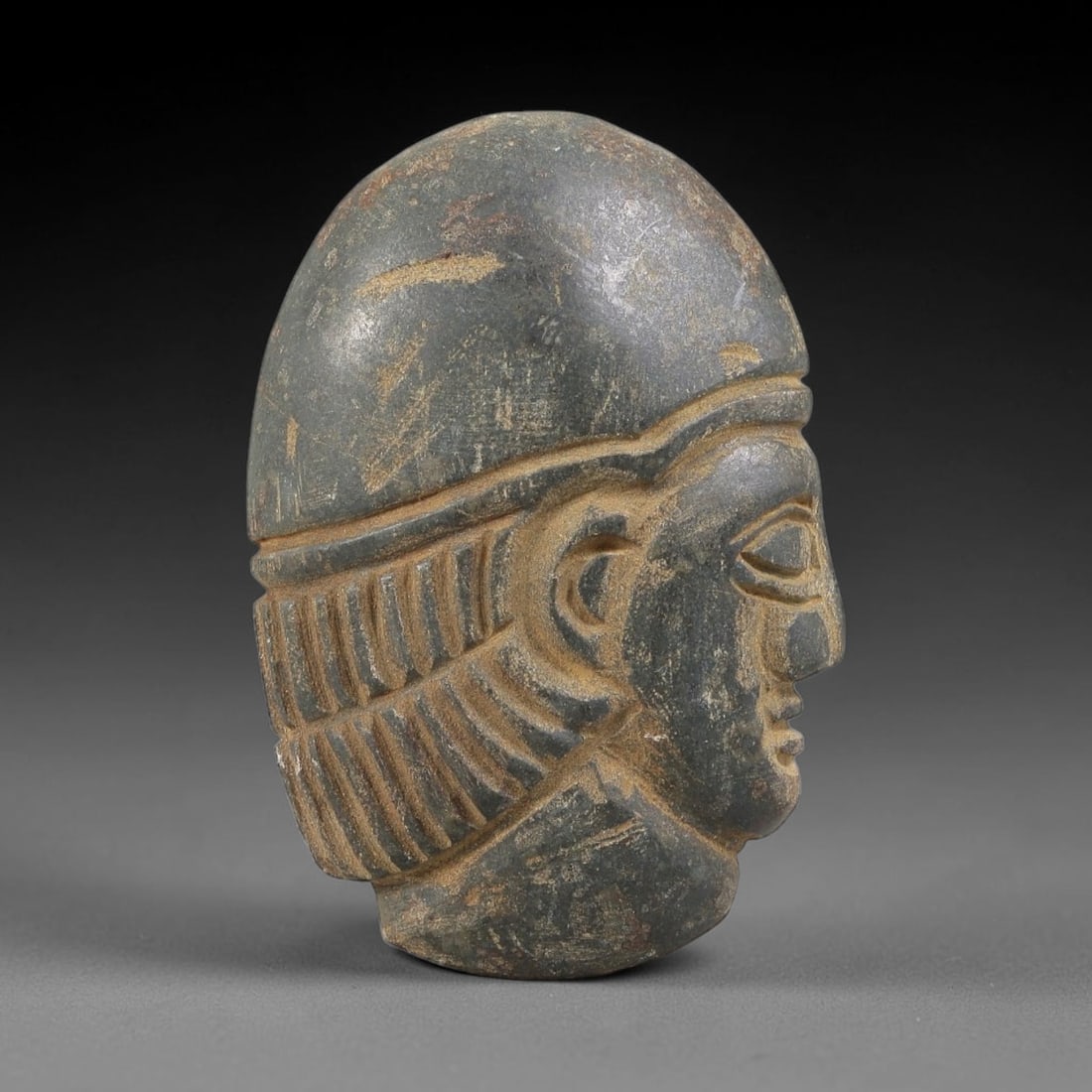 Ancient Stone Human Head Bust Amulet - Near Eastern Carved Figurine, 53BA (1 of 2)